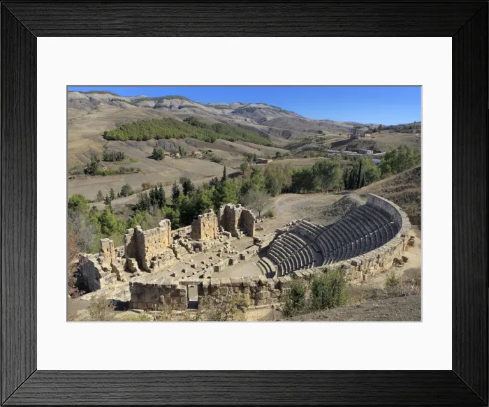 Framed Print : Roman Theater, Ruins of ancient city Cuicul, Djemila, Setif Province, Algeria Framed Print : Roman Theater, Ruins of ancient city Cuicul, Djemila, Setif Province, Algeria