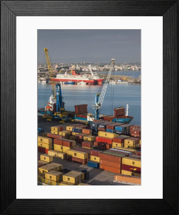 Framed Print : Albania, Durres, elevated port view Framed Print : Albania, Durres, elevated port view
