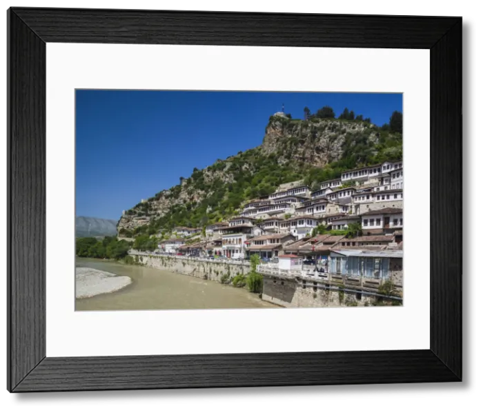 Framed Print : Albania, Berat, Ottoman-era buildings and Kala Citadel Framed Print : Albania, Berat, Ottoman-era buildings and Kala Citadel