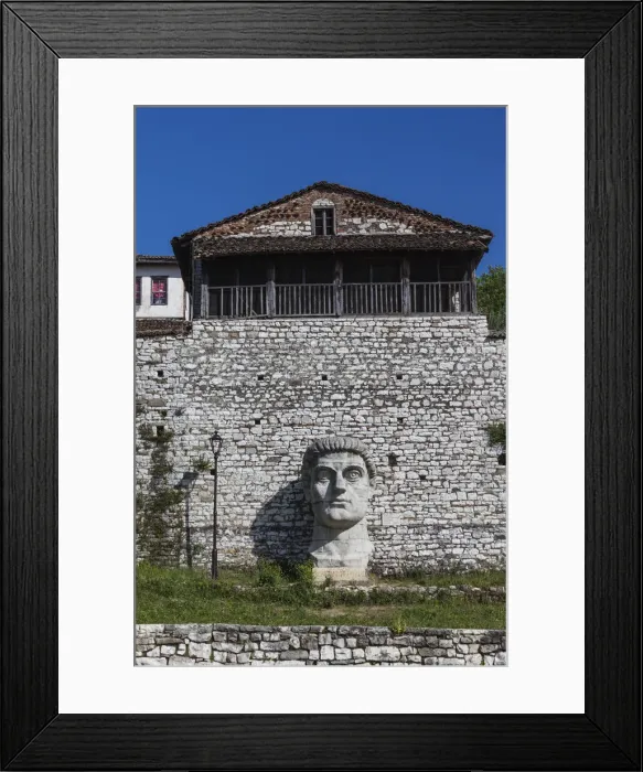 Framed Print : Albania, Berat, Kala Citadel, large head sculpture
