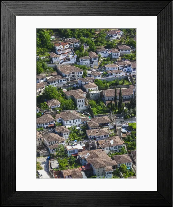 Framed Print : Albania, Berat-area, Gorica, elevated village view from the Kala Citadel Framed Print : Albania, Berat-area, Gorica, elevated village view from the Kala Citadel