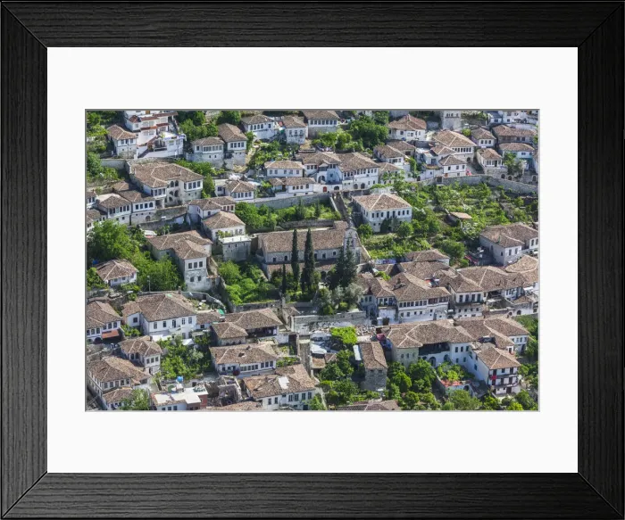 Framed Print : Albania, Berat-area, Gorica, elevated village view from the Kala Citadel Framed Print : Albania, Berat-area, Gorica, elevated village view from the Kala Citadel