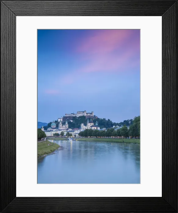 Framed Print : Austria, Salzburg, View of Salzach River and Hohensalzburg Castle above The Old City Framed Print : Austria, Salzburg, View of Salzach River and Hohensalzburg Castle above The Old City