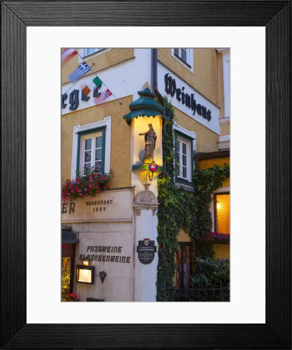 Framed Print : Traditional Restaurant, Gmunden, Salzkammergut, Upper Austria, Austria