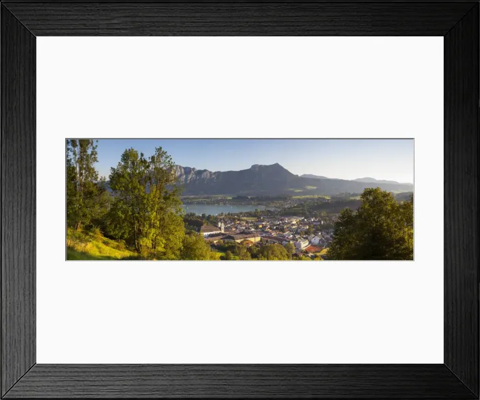 Framed Print : Sunset over idyllic landscape, Mondsee, Mondsee Lake, Salzkammergut, Austria Framed Print : Sunset over idyllic landscape, Mondsee, Mondsee Lake, Salzkammergut, Austria