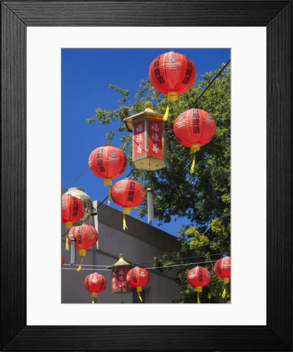 Framed Print : Australia, South Australia, Adelaide, Adelaide Central Market, Chinese lanterns