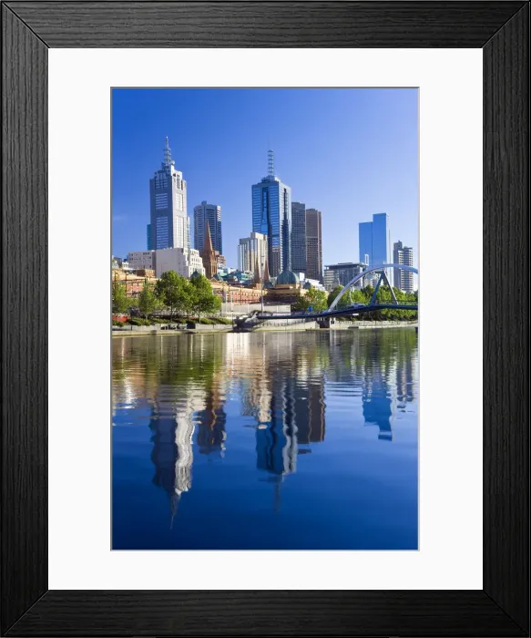 Framed Print : Australia, Victoria, Melbourne, buildings on bank of Yarra river Framed Print : Australia, Victoria, Melbourne, buildings on bank of Yarra river