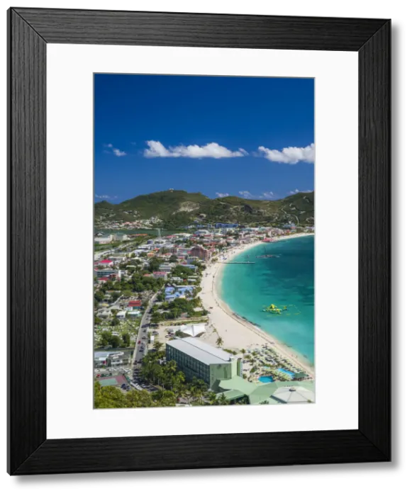 Framed Print : Netherlands Antilles, Sint Maarten, Philipsburg, elevated town and beach view Framed Print : Netherlands Antilles, Sint Maarten, Philipsburg, elevated town and beach view
