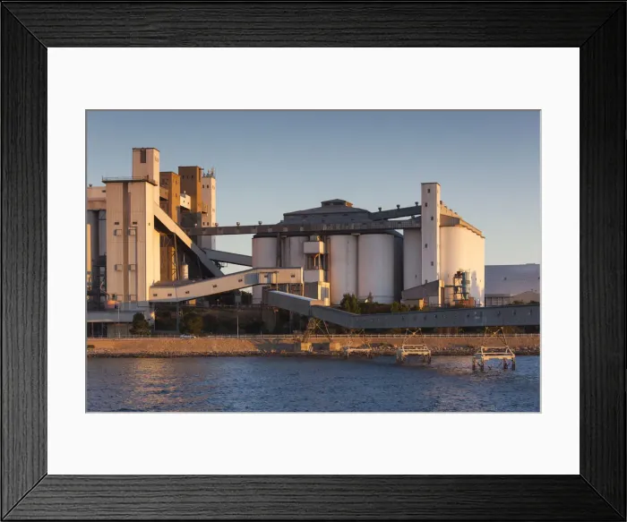 Framed Print : Australia, South Australia, Yorke Peninsula, Wallaroo, grain silos, dusk Framed Print : Australia, South Australia, Yorke Peninsula, Wallaroo, grain silos, dusk