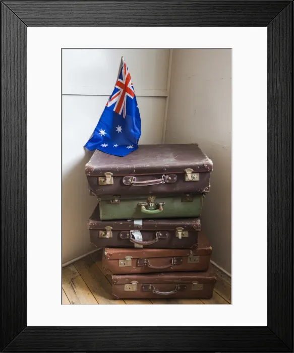 Framed Print : Australia, Victoria, VIC, Bonegilla, The Bonegilla Migrant Experience Museum, post-WW2 Framed Print : Australia, Victoria, VIC, Bonegilla, The Bonegilla Migrant Experience Museum, post-WW2