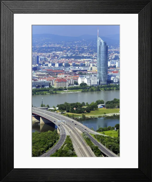 Framed Print : Viennas Millenium Tower, cityscape viewed from Donauturm (Danube Tower), Vienna Framed Print : Viennas Millenium Tower, cityscape viewed from Donauturm (Danube Tower), Vienna