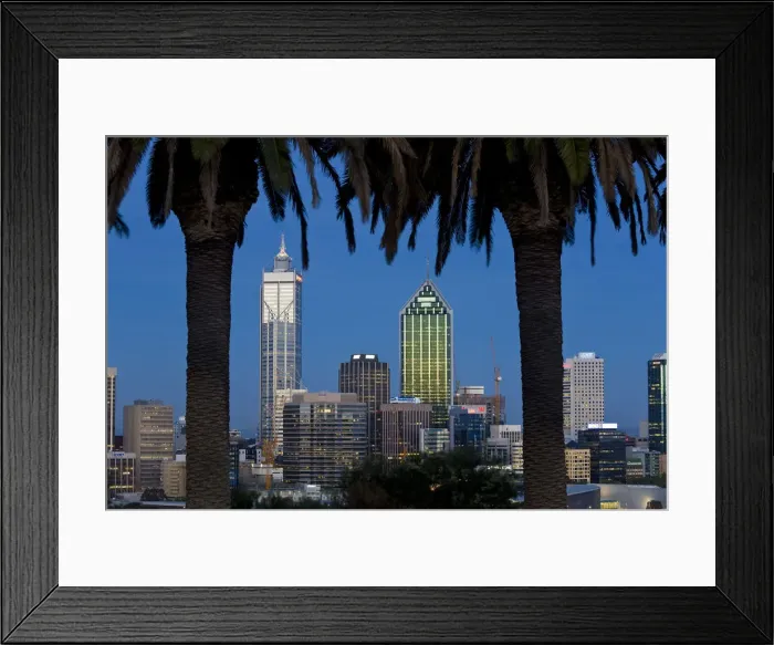 Framed Print : View of the Perth Central Business District skyline from Kings Park, Western Australia, Australia Framed Print : View of the Perth Central Business District skyline from Kings Park, Western Australia, Australia
