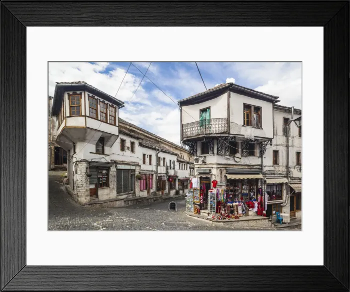 Framed Print : Albania, Gjirokastra, Ottoman-era town buildings Framed Print : Albania, Gjirokastra, Ottoman-era town buildings