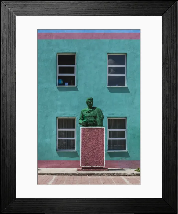 Framed Print : Albania, Permet, school building with Communist-era statue Framed Print : Albania, Permet, school building with Communist-era statue