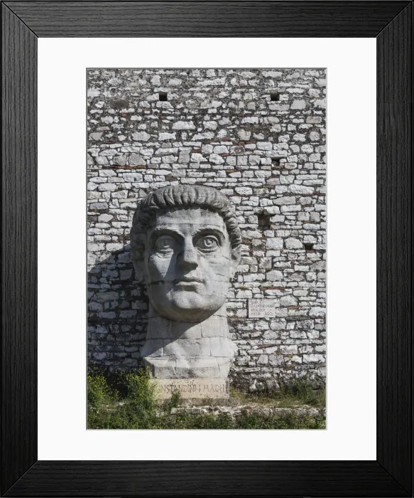 Framed Print : Albania, Berat, Kala Citadel, large head sculpture Framed Print : Albania, Berat, Kala Citadel, large head sculpture