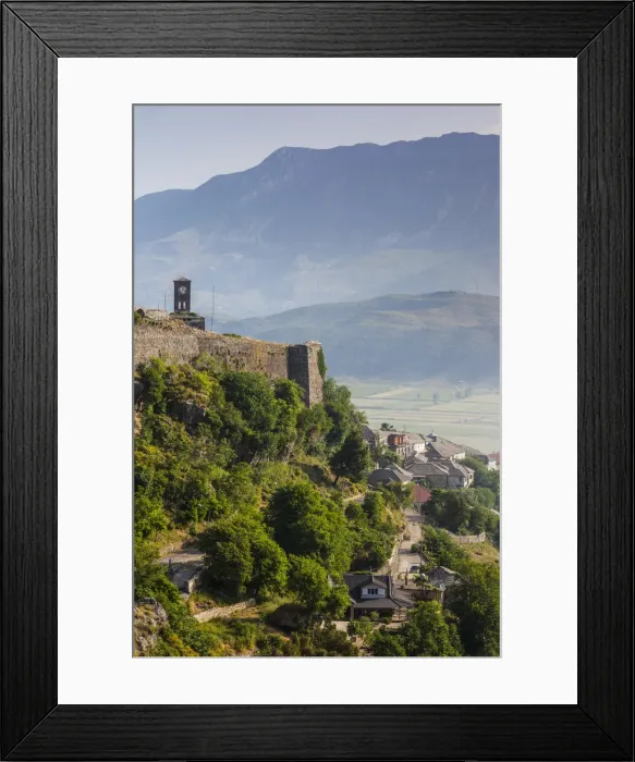 Framed Print : Albania, Gjirokastra, Gjirokastra Castle, elevated view, morning Framed Print : Albania, Gjirokastra, Gjirokastra Castle, elevated view, morning