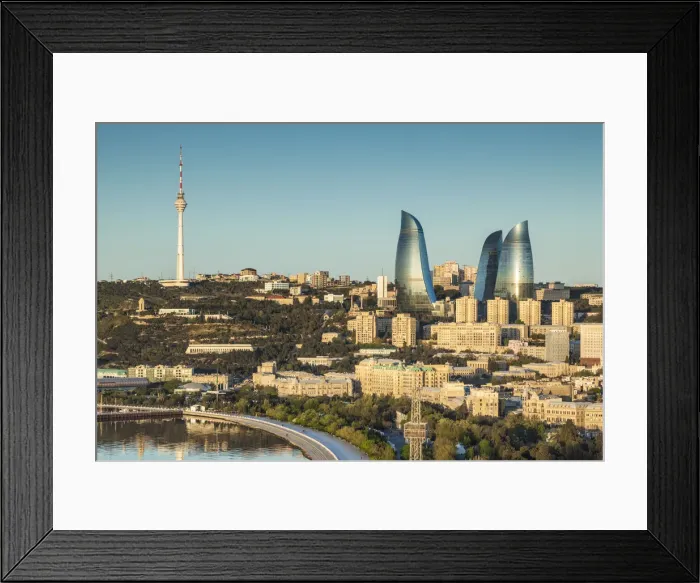 Framed Print : Azerbaijan, Baku, high angle city skyline, from the north Framed Print : Azerbaijan, Baku, high angle city skyline, from the north