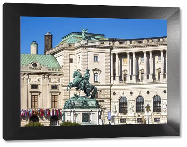 Austria, Vienna, Statue of Prince Eugene in front of Hofburg Palace - former imperial