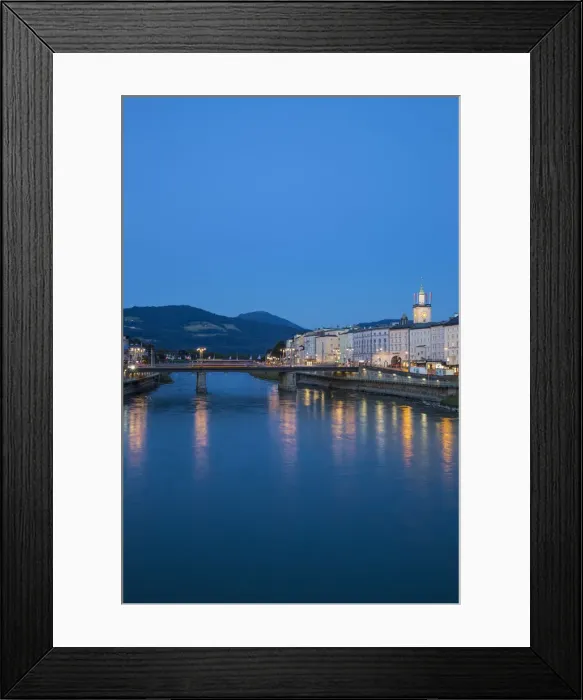 Framed Print : Austria, Salzburg, View of Salzach River and the Altstadt - The Old City Framed Print : Austria, Salzburg, View of Salzach River and the Altstadt - The Old City