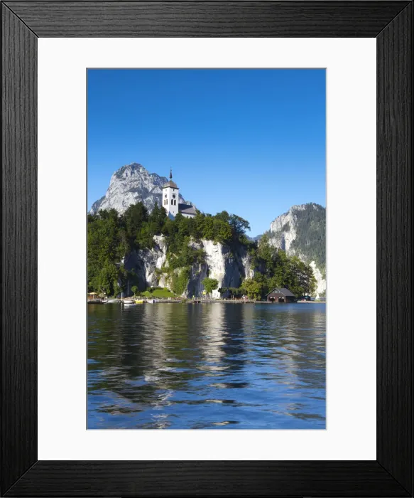 Framed Print : Johannesberg Chapel & Lake Traunsee, Traunkirchen, Salzkammergut, Upper Austria, Austria Framed Print : Johannesberg Chapel & Lake Traunsee, Traunkirchen, Salzkammergut, Upper Austria, Austria