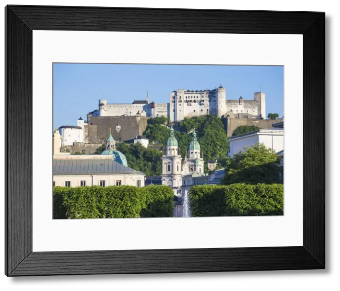 Framed Print : Austria, Salzburg, View of Hohensalzburg Castle from Mirabell Palace and Gardens Framed Print : Austria, Salzburg, View of Hohensalzburg Castle from Mirabell Palace and Gardens