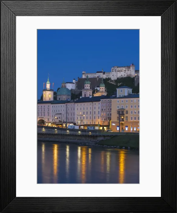 Framed Print : Austria, Salzburg, View of Salzach River and the Altstadt - The Old City Framed Print : Austria, Salzburg, View of Salzach River and the Altstadt - The Old City