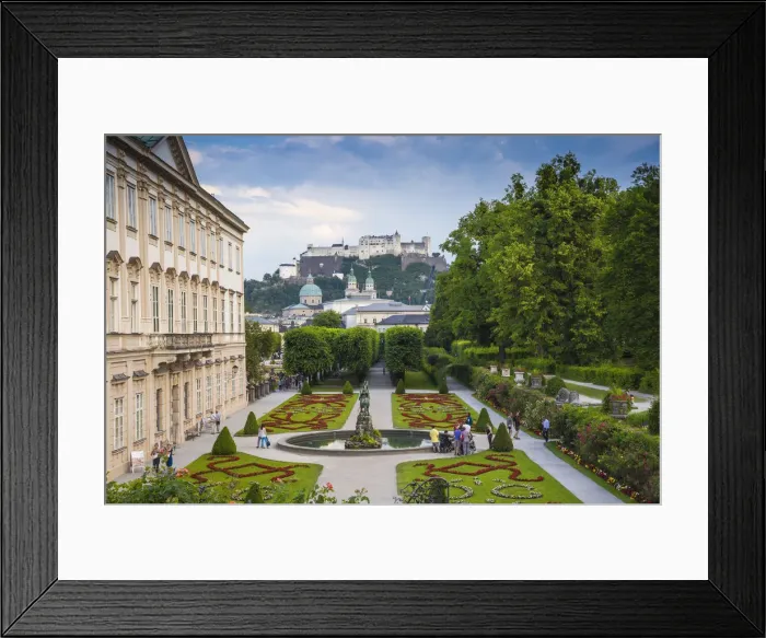 Framed Print : Austria, Salzburg, View of Hohensalzburg Castle from Mirabell Palace and Gardens