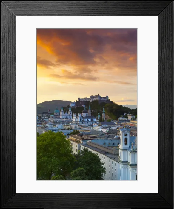 Framed Print : Sunrise over Hohensalzburg Fortressover & Alt Stadt, Salzburg, Salzkammergut, Austria