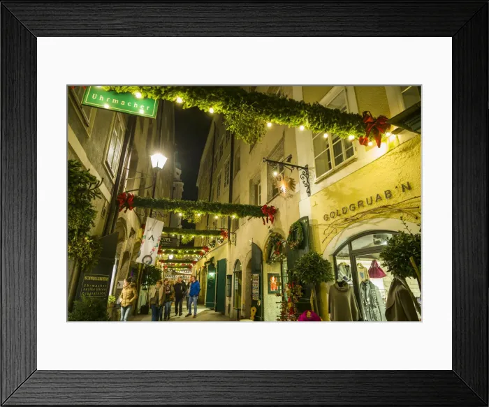 Framed Print : Austria, Salzburgerland, Salzburg, Goldgasse, Gold Street, evening Framed Print : Austria, Salzburgerland, Salzburg, Goldgasse, Gold Street, evening