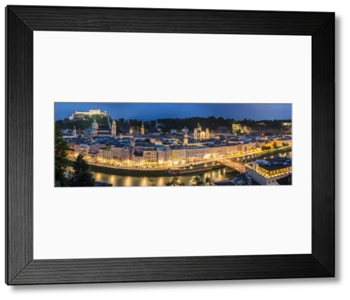 Framed Print : Salzburg skyline & castle at dusk, Austria Framed Print : Salzburg skyline & castle at dusk, Austria