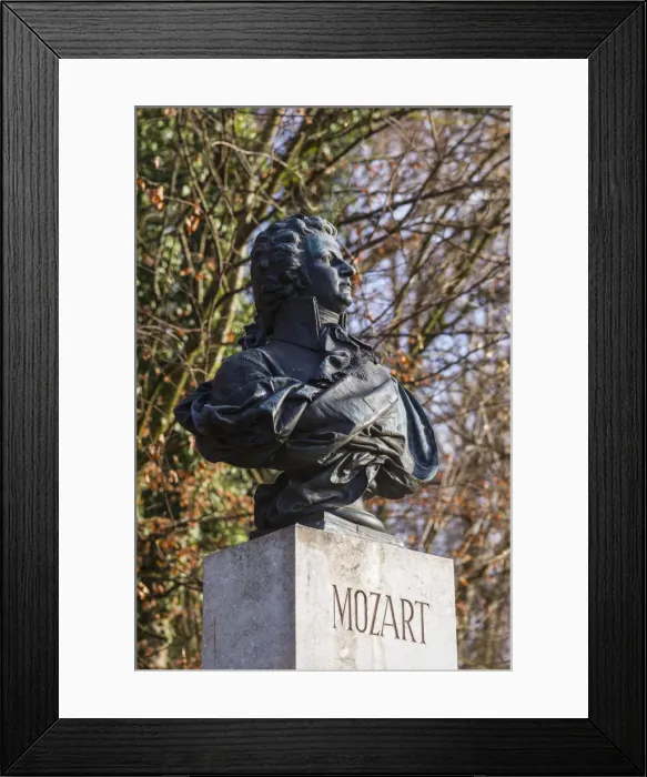 Framed Print : Austria, Salzburgerland, Salzburg, Kapuzinerberg, bust to the composer Mozart Framed Print : Austria, Salzburgerland, Salzburg, Kapuzinerberg, bust to the composer Mozart