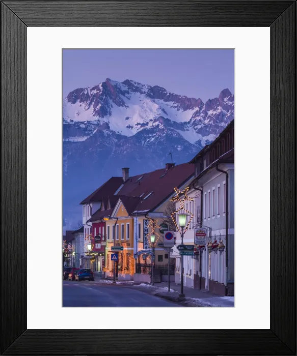 Framed Print : Austria, Styria, Admont, town view, dusk Framed Print : Austria, Styria, Admont, town view, dusk