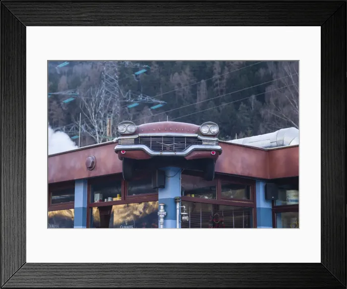 Framed Print : Austria, Tyrol, Haiming, Oilers 69, Rockabilily Bar and Restaurant, exterior with