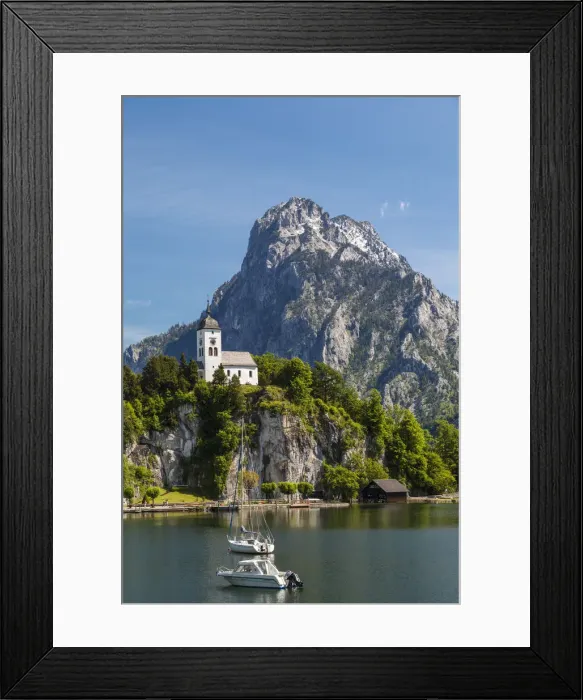 Framed Print : Church, Traunkirchen, Traunsee lake, Upper Austria, Austria