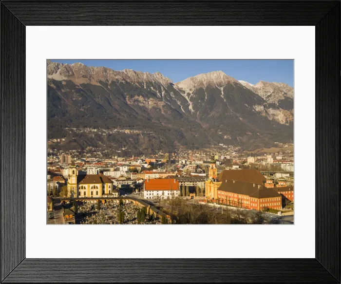 Framed Print : Austria, Tyrol, Innsbruck, elevated view of the Wilten Basilica and the Wilten Abbey