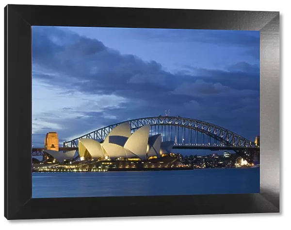 Australia, New South Wales, Sydney, Opera House & Harbour Bridge from Mrs