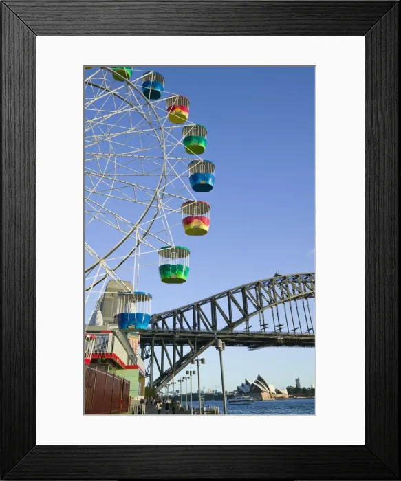 Framed Print : Australia, New South Wales, Sydney, Sydney Harbour Bridge & Luna Park Amusement Framed Print : Australia, New South Wales, Sydney, Sydney Harbour Bridge & Luna Park Amusement
