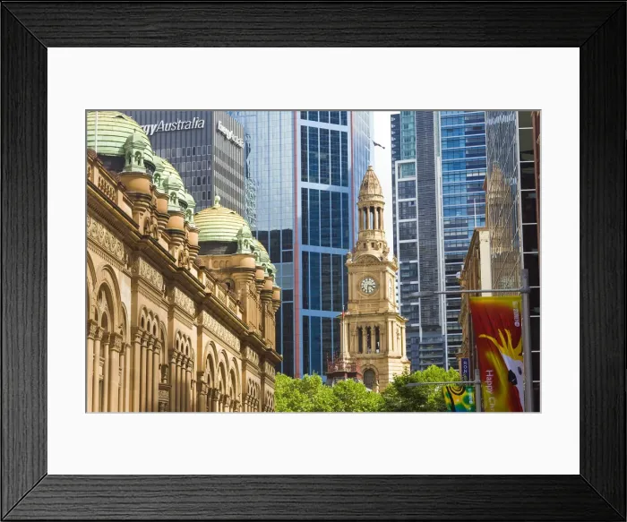 Framed Print : Australia, Sydney, Queen Victoria Building (left side) & Town Hall (with clock face) Framed Print : Australia, Sydney, Queen Victoria Building (left side) & Town Hall (with clock face)