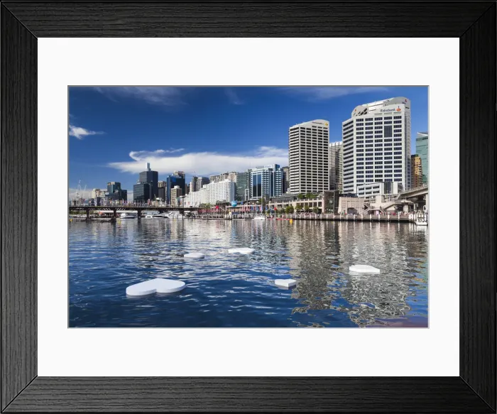 Framed Print : Australia, New South Wales, NSW, Sydney, Darling Harbour, floating heart sculptures