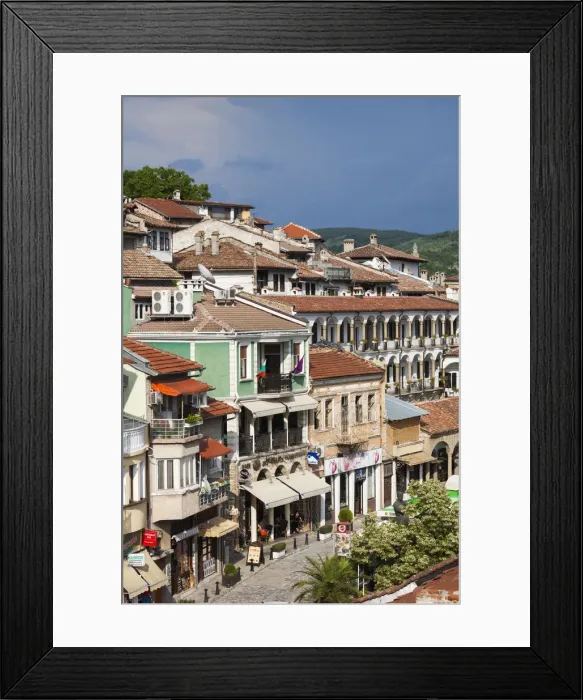 Framed Print : Bulgaria, Central Mountains, Veliko Tarnovo, elevated view of Varosha, Old Town
