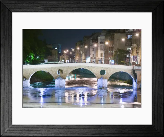 Framed Print : Bosnia and Herzegovina, Sarajevo, Latin Bridge over the Miljacka River