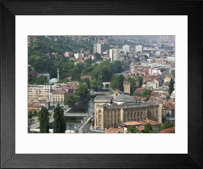 Framed Print : Bosnia and Herzegovina, Sarajevo, Town View and National Library Framed Print : Bosnia and Herzegovina, Sarajevo, Town View and National Library
