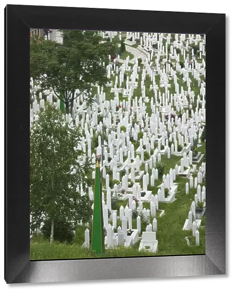 Bosnia and Herzegovina, Sarajevo, Town view with Cemetery