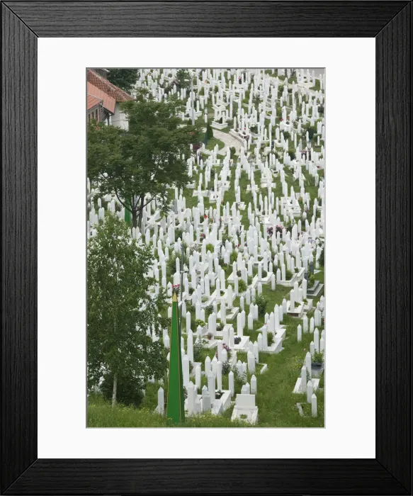 Framed Print : Bosnia and Herzegovina, Sarajevo, Town view with Cemetery Framed Print : Bosnia and Herzegovina, Sarajevo, Town view with Cemetery
