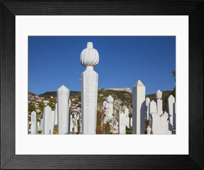 Framed Print : Bosnia and Herzegovina, Sarajevo, Alifakovac, Alifakovac Cemetery, where Muslim Framed Print : Bosnia and Herzegovina, Sarajevo, Alifakovac, Alifakovac Cemetery, where Muslim