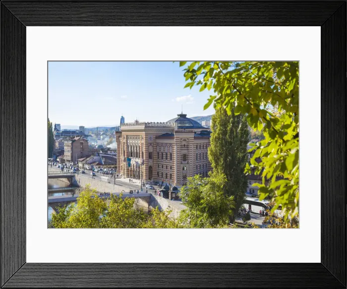 Framed Print : Bosnia and Herzegovina, Sarajevo, view of The Town Hall (Vijecnica) in Bascarsija Framed Print : Bosnia and Herzegovina, Sarajevo, view of The Town Hall (Vijecnica) in Bascarsija