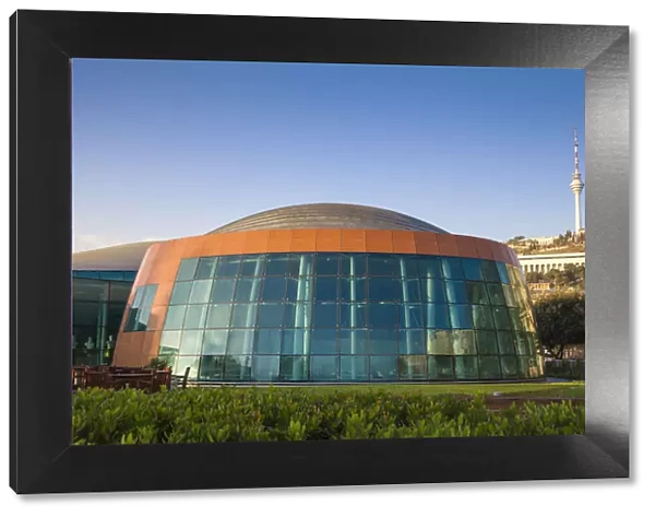 Azerbaijan, Baku, International Mugham Center with TV tower in background