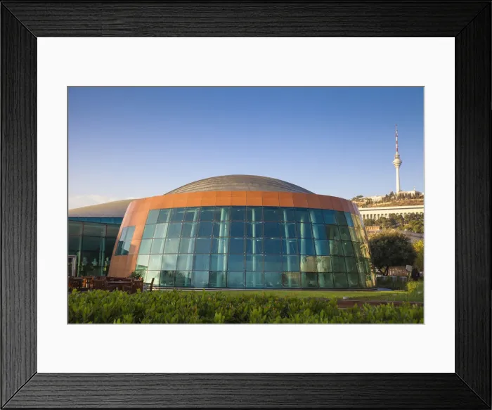 Framed Print : Azerbaijan, Baku, International Mugham Center with TV tower in background Framed Print : Azerbaijan, Baku, International Mugham Center with TV tower in background