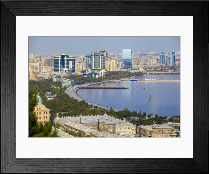 Framed Print : Azerbaijan, Baku, View of Baku Bay Framed Print : Azerbaijan, Baku, View of Baku Bay