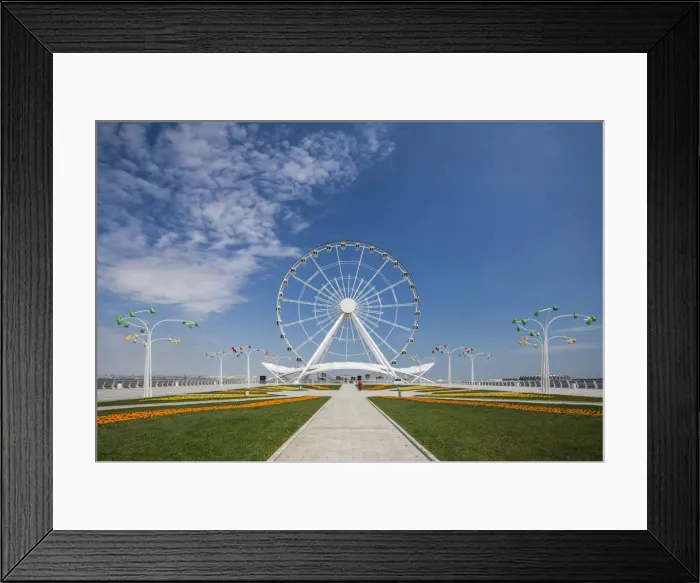 Framed Print : Azerbaijan, Baku, Bulvar Promenade, Baku Eye Ferris Wheel